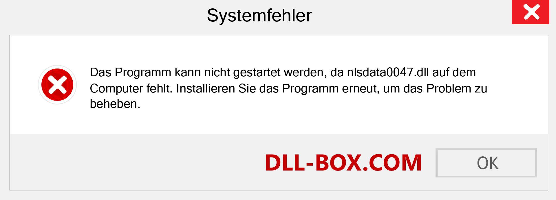 nlsdata0047.dll-Datei fehlt?. Download für Windows 7, 8, 10 - Fix nlsdata0047 dll Missing Error unter Windows, Fotos, Bildern