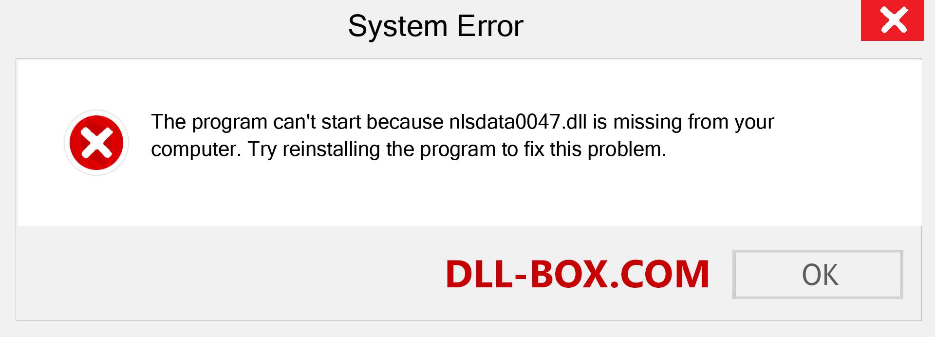  nlsdata0047.dll file is missing?. Download for Windows 7, 8, 10 - Fix  nlsdata0047 dll Missing Error on Windows, photos, images